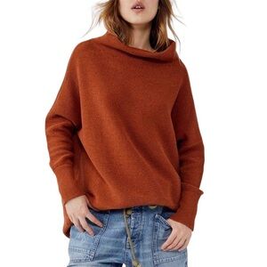 Free People Ottoman Slouchy Tunic Sweater Sienna Orange Brown Sz S